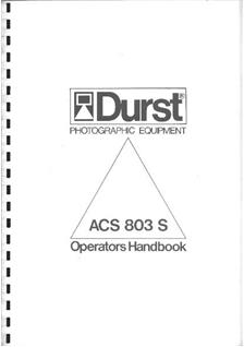 Durst ACS 803 S manual. Camera Instructions.